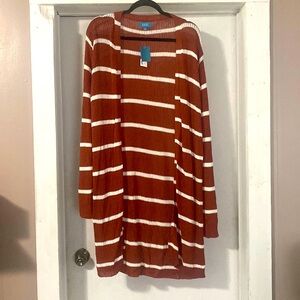 BABE Long Open Cardigan - Rust